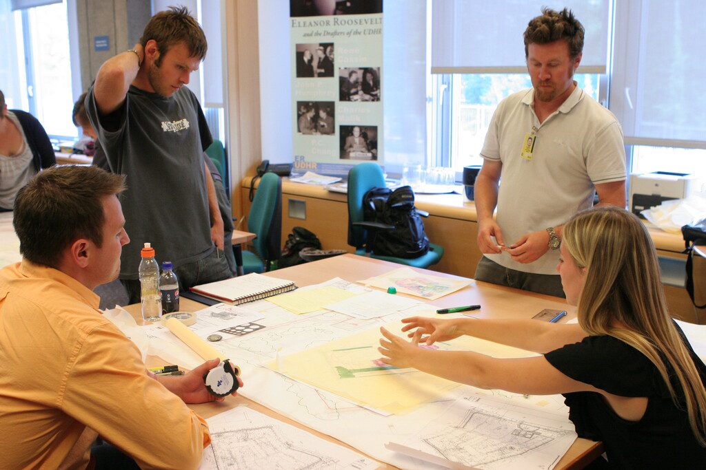 Landscape architects discussing design. Dream horticulture career